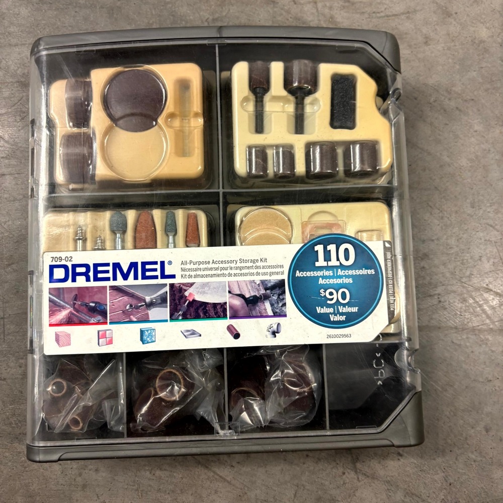 Dremel 709-02 Rotary Tool Accessory Kit 110 Piece Set Storage Case Used